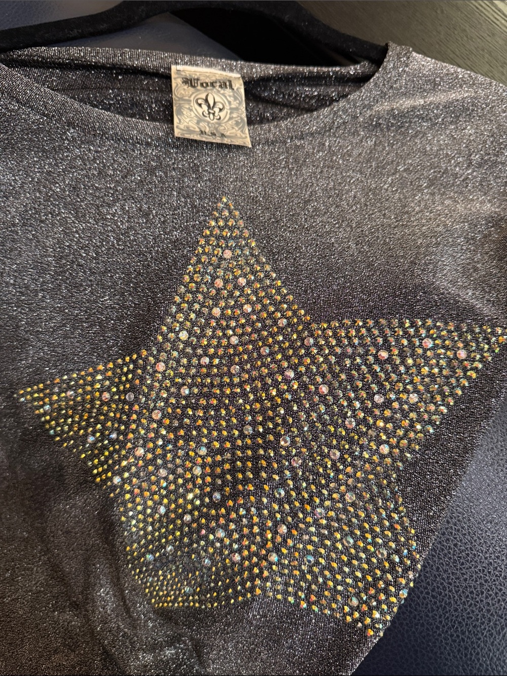 NEW VOCAL Sparkle Short-Sleeve Tee with Rhinestone Star